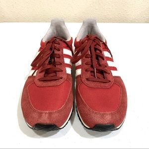 Adidas Red with White Strips Shoe (size: 9)